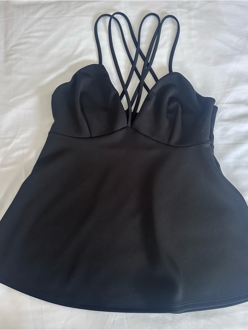 Express Black Sweetheart Peplum Top Cami Strappy Cage Back Size‎ Women's Medium